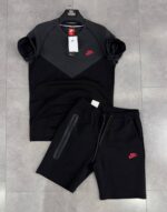 Nike tech fleece с червено лого къс мъжки екип