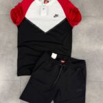 Nike къс мъжки екип черно и червено