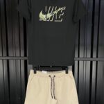 Nike къс мъжки екип бежово и черно